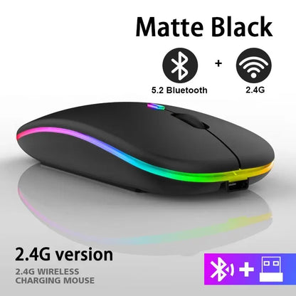 Wireless RGB Gaming Mouse – Rechargeable Bluetooth, LED Backlit, 3600DPI Ergonomic