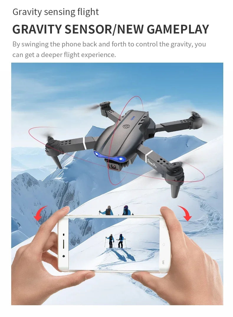 E99Pro Foldable Drone – 4K/1080P HD Camera, WiFi FPV, RC Helicopter Gift Toy
