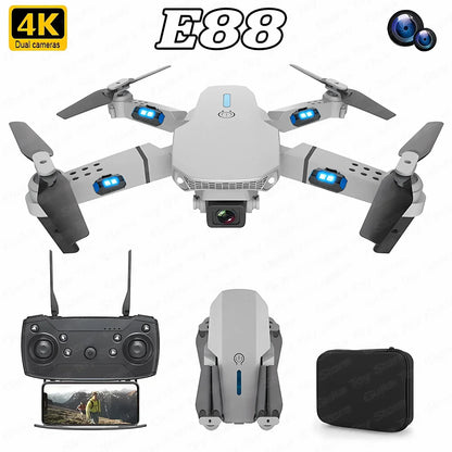 E88 Pro Foldable Drone – 4K/1080P HD Camera, WiFi FPV, RC Helicopter Toy Gift