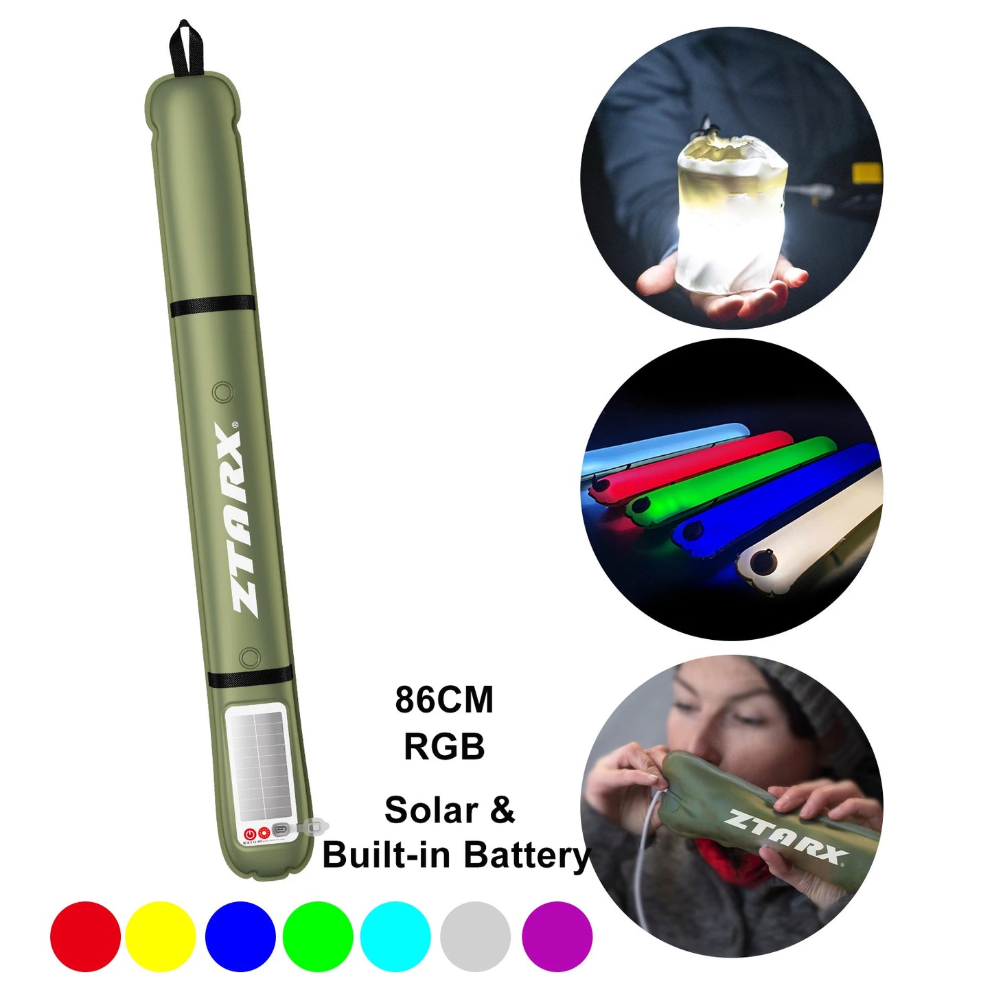 Solar USB Rechargeable LED Tube – Foldable, Magnetic & Waterproof for Outdoor Use