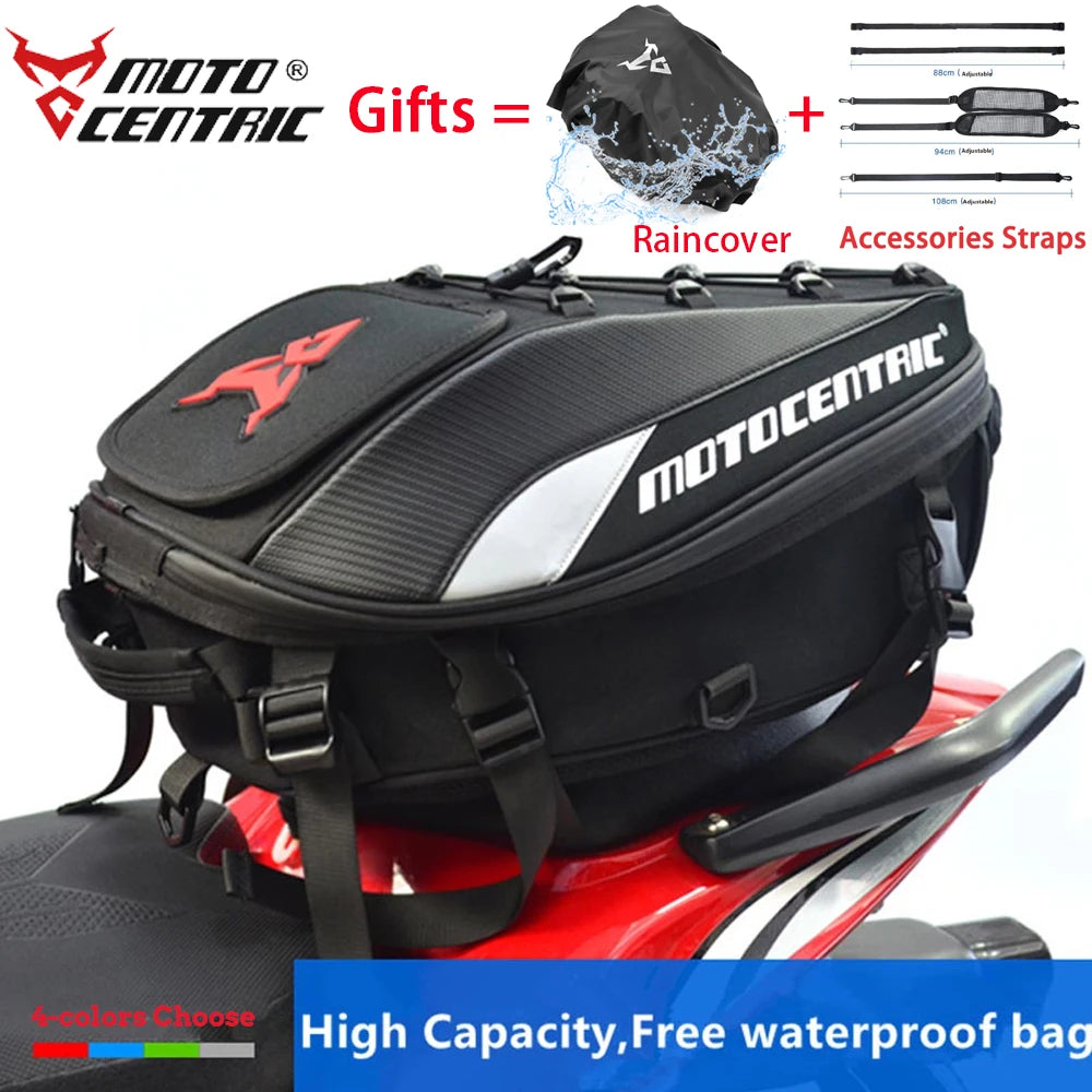 Motocentric Waterproof Motorcycle Tail Bag – High Capacity Rear Seat Backpack