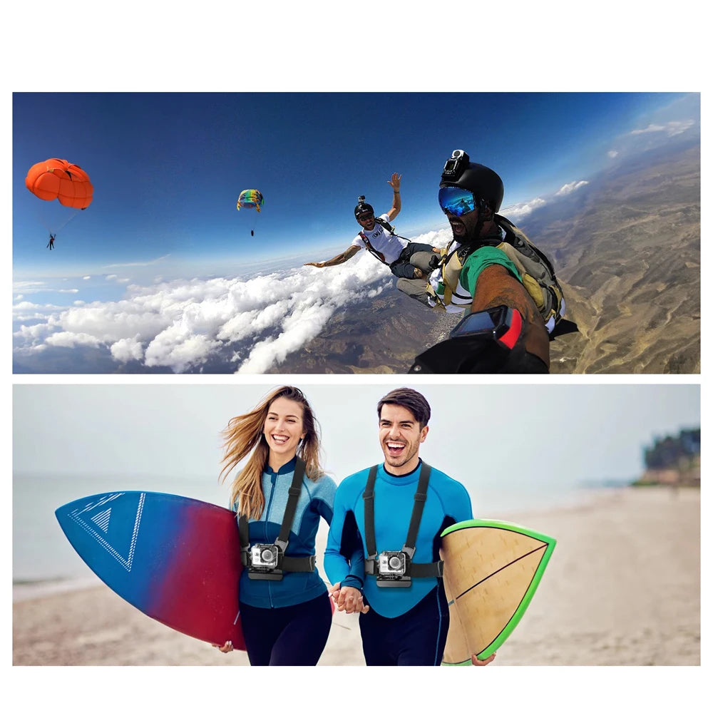 All-in-One 6pcs Action Camera Kit – Adjustable Head & Chest Mounts for GoPro, Phone & Osmo