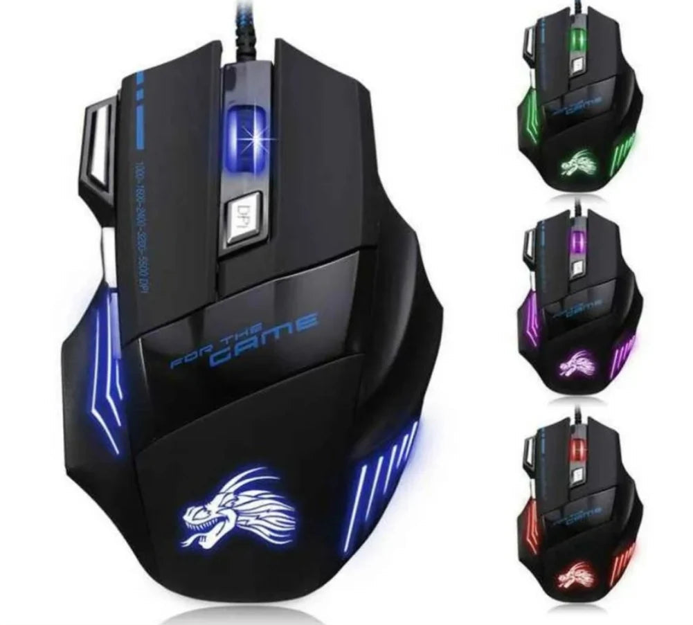 Smart wired USB gaming mouse, 7 buttons, backlit, ergonomic, 5500 DPI