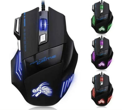 Smart wired USB gaming mouse, 7 buttons, backlit, ergonomic, 5500 DPI