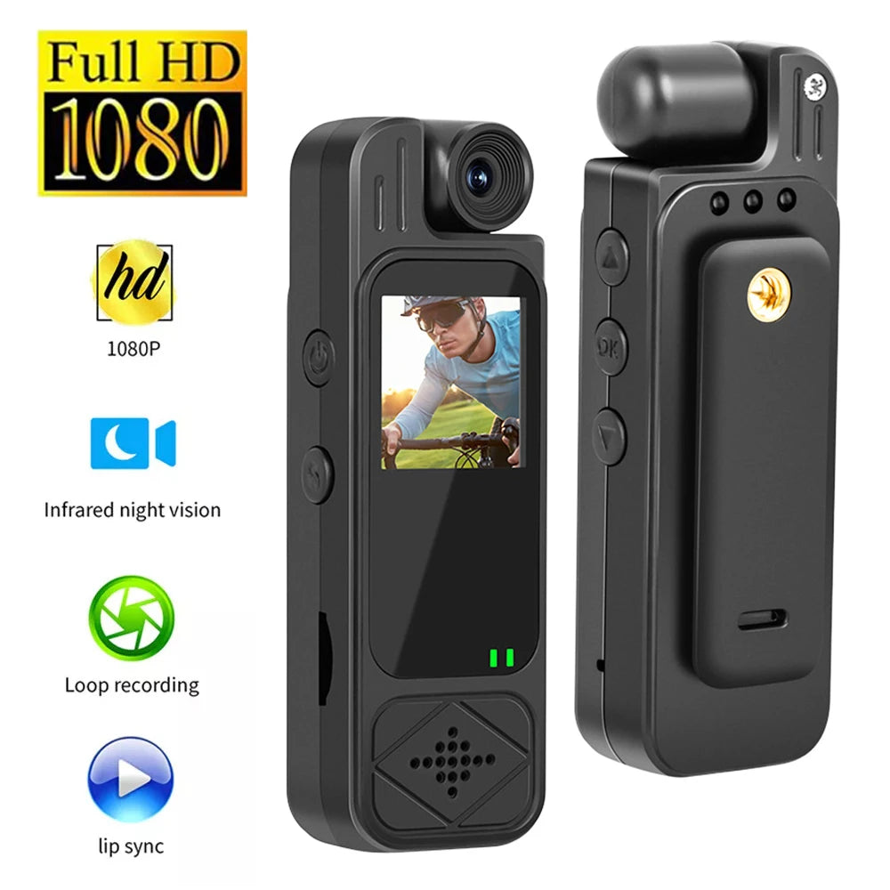 Mini Body Camera 1080P – HD Sports Cam with Infrared Night Vision & 1.3” Screen