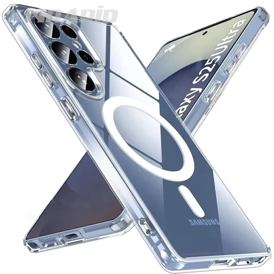 MagSafe Magnetic Wireless Charging Case – Clear Shockproof Cover for Galaxy S25 / S25+ / S25 Ultra