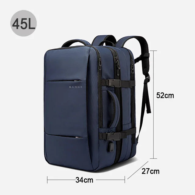BANGE Travel & Business Backpack – Expandable, USB Charging, Waterproof, Fits 17.3” Laptop