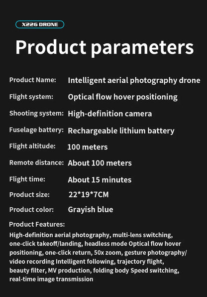 X226 Brushless Drone – Dual HD Camera, VR Control, Obstacle Avoidance, Optical Flow Hover