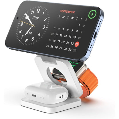 Fast Foldable Magnetic 3-in-1 Wireless Charger for iPhone, Apple Watch & AirPods