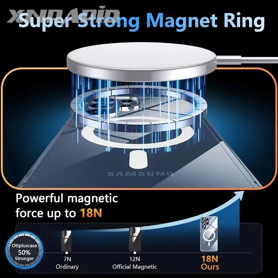 MagSafe Magnetic Wireless Charging Case – Clear Shockproof Cover for Galaxy S25 / S25+ / S25 Ultra