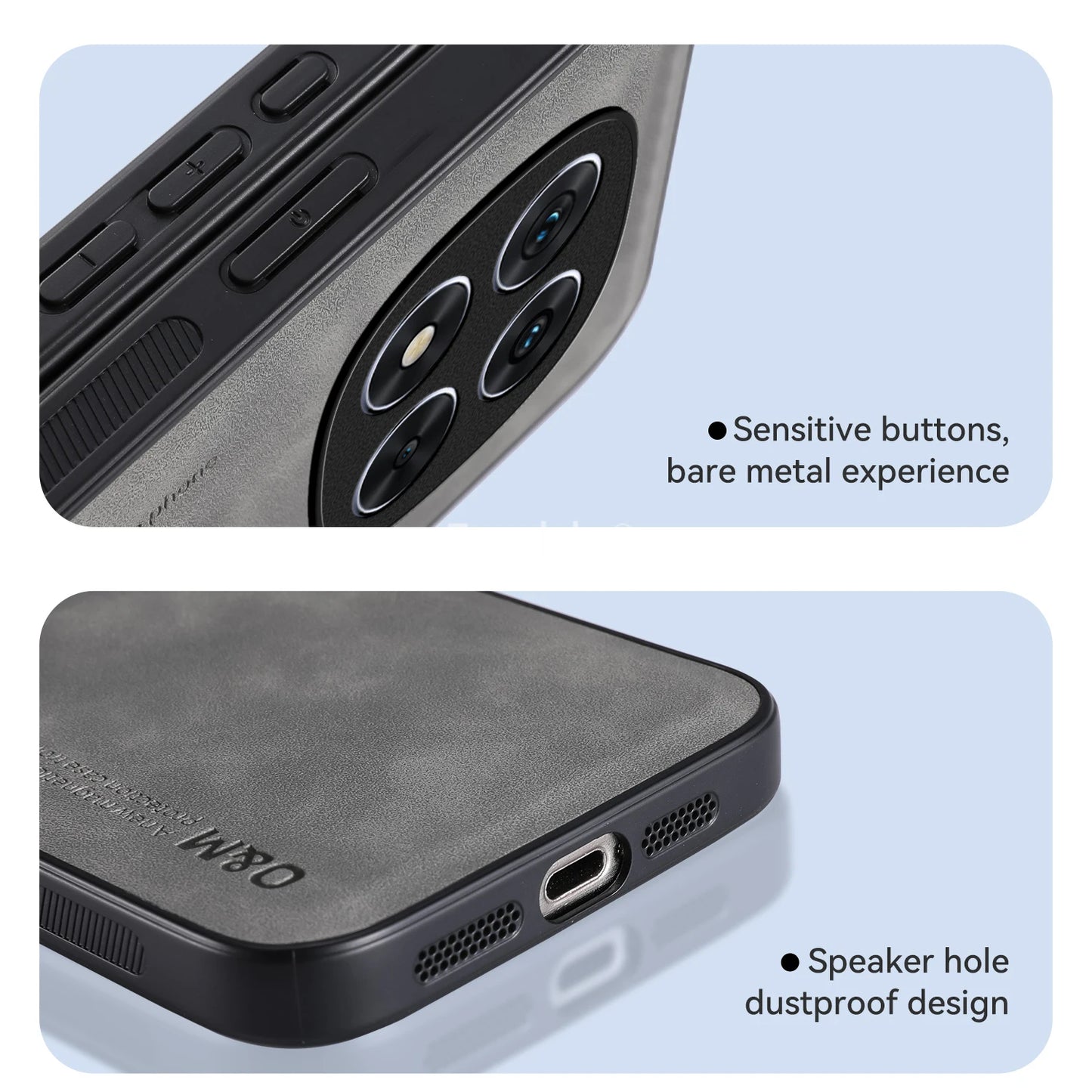 Nubuck Leather Magnetic Case – Shockproof Back Cover for Redmi Note 14 Pro / Pro Plus