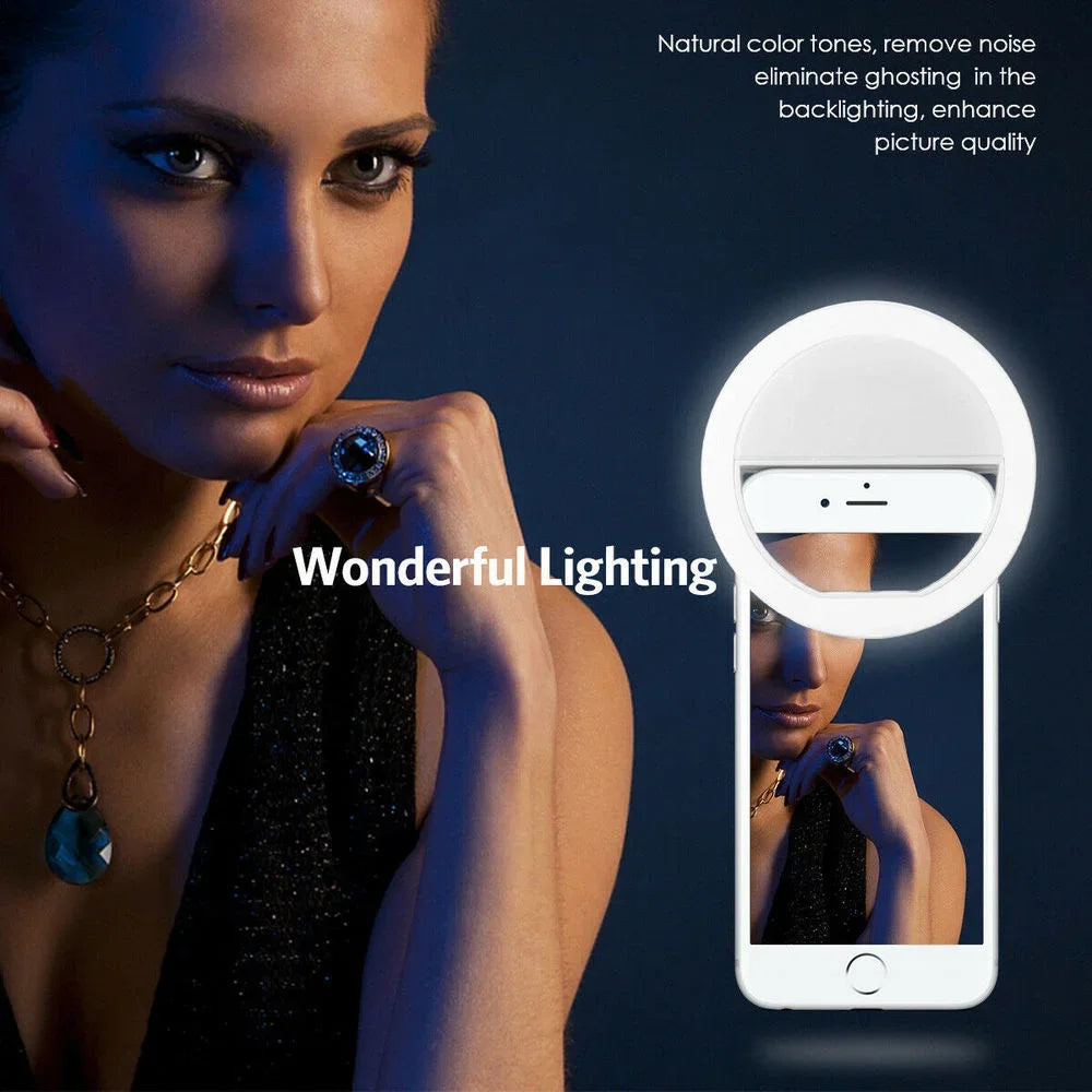 LED Ring Light for Selfies – USB Rechargeable for All Smartphones