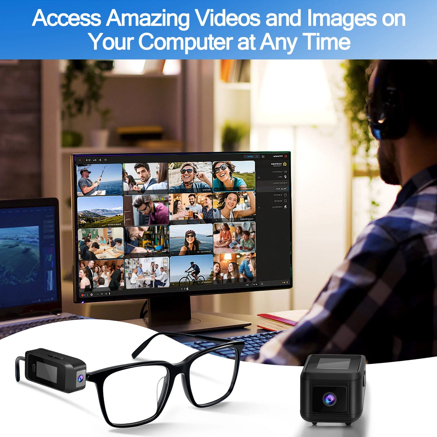 Wearable Glasses Camera 1080P – Mini Portable Video Recorder with Head-Mounted Design