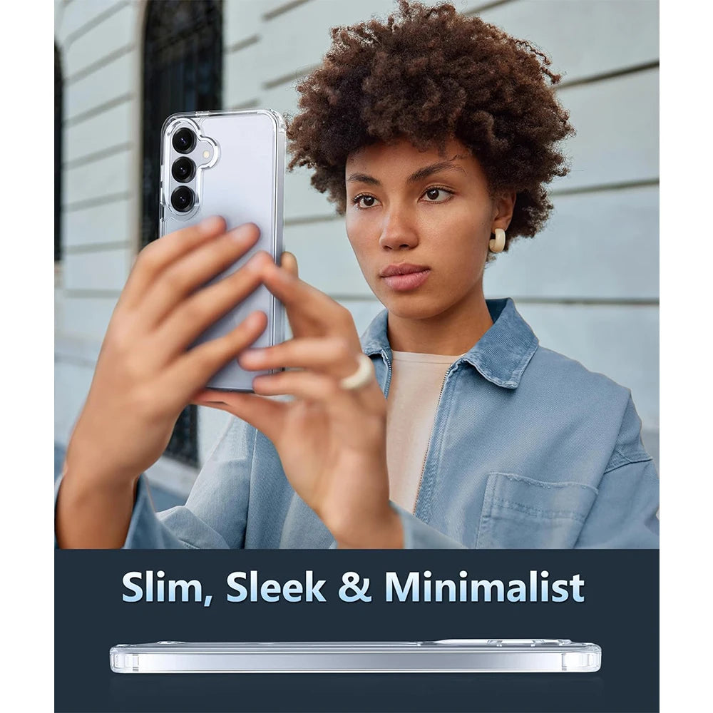 Anti-Yellowing Glitter Military Case – Clear Protective Cover for Galaxy S25/S24/S23 Series