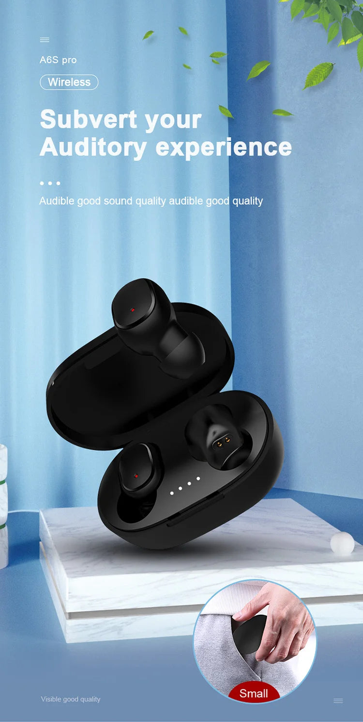 A6S TWS Wireless Earbuds – Bluetooth Stereo Headphones for Sport & Music
