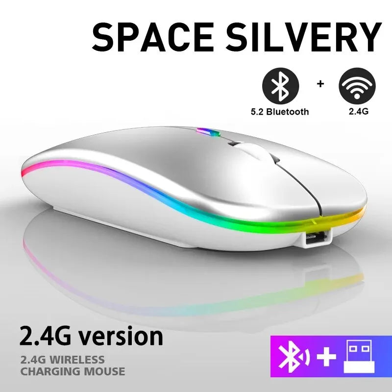 Wireless RGB Gaming Mouse – Rechargeable Bluetooth, LED Backlit, 3600DPI Ergonomic