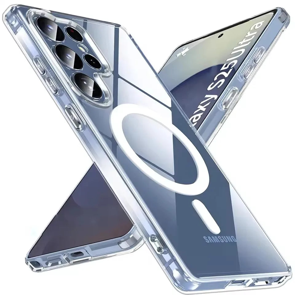 MagSafe Magnetic Wireless Charging Case – Clear Shockproof Cover for Galaxy S25 / S25+ / S25 Ultra