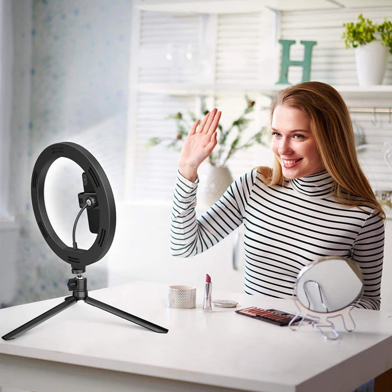 Adjustable Lighting with Tripod -  LED Selfie Ring Light 33cm