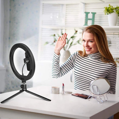 Adjustable Lighting with Tripod -  LED Selfie Ring Light 33cm