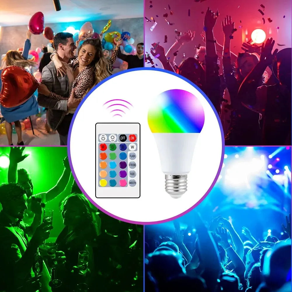 Multicolor LED Bulb with Remote – E27 Base, 220V, Dimmable