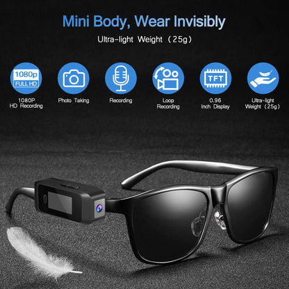 Wearable Glasses Camera 1080P – Mini Portable Video Recorder with Head-Mounted Design