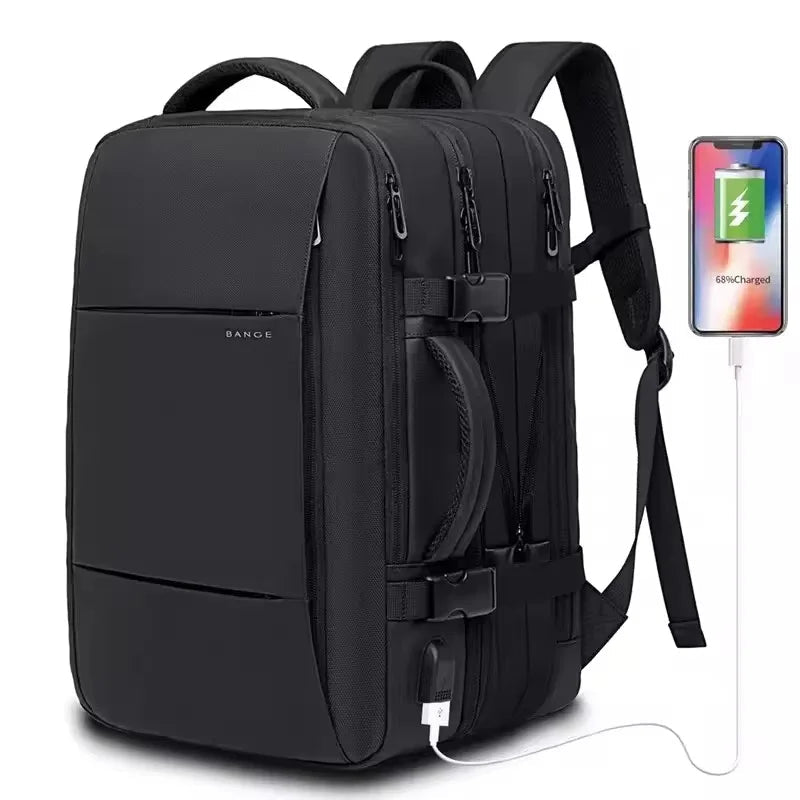 BANGE Travel & Business Backpack – Expandable, USB Charging, Waterproof, Fits 17.3” Laptop