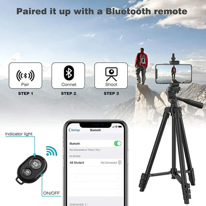 100cm Phone Tripod with Bluetooth Remote – Universal Stand for Video & Photography