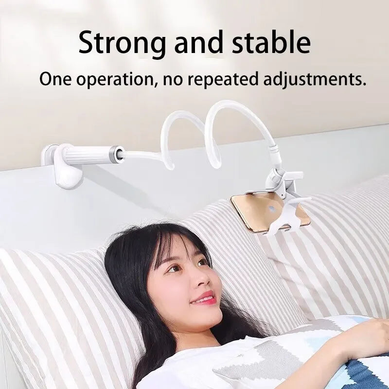 Lazy Flexible Gooseneck Phone Holder – Desktop & Bedside Clamp with Handle