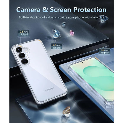 Anti-Yellowing Glitter Military Case – Clear Protective Cover for Galaxy S25/S24/S23 Series