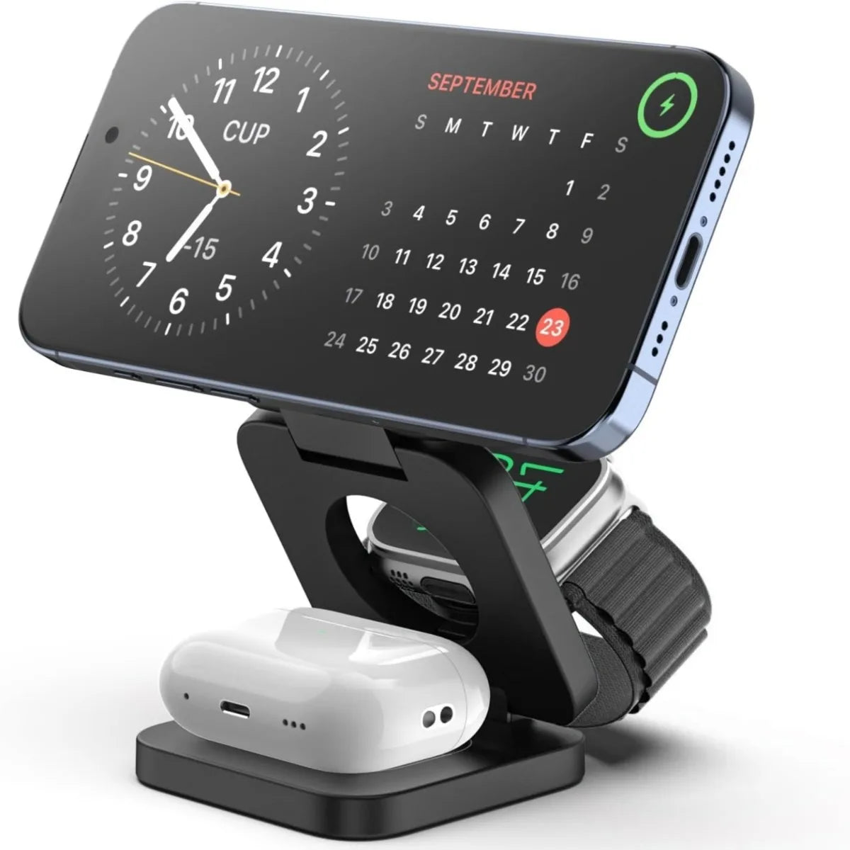 Fast Foldable Magnetic 3-in-1 Wireless Charger for iPhone, Apple Watch & AirPods