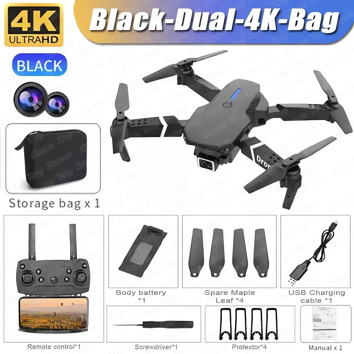 E88 Pro Foldable Drone – 4K/1080P HD Camera, WiFi FPV, RC Helicopter Toy Gift