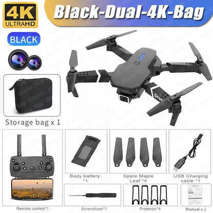 E88 Pro Foldable Drone – 4K/1080P HD Camera, WiFi FPV, RC Helicopter Toy Gift