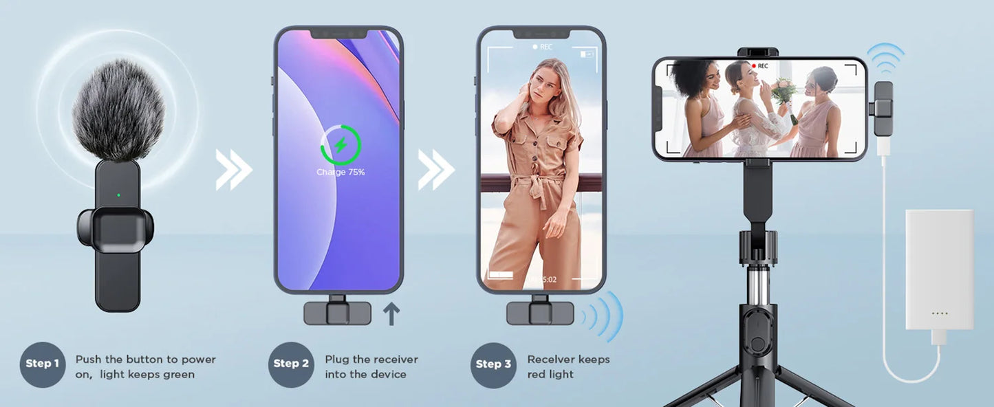 SNZIYAG K10 Wireless Lavalier Microphone – Portable Mini Mic for iPhone, Android, PC & Live Gaming