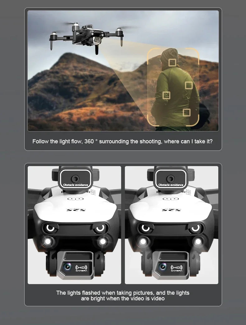 S2S Mini Drone 4K/8K – Foldable RC Quadcopter with Obstacle Avoidance & HD Camera