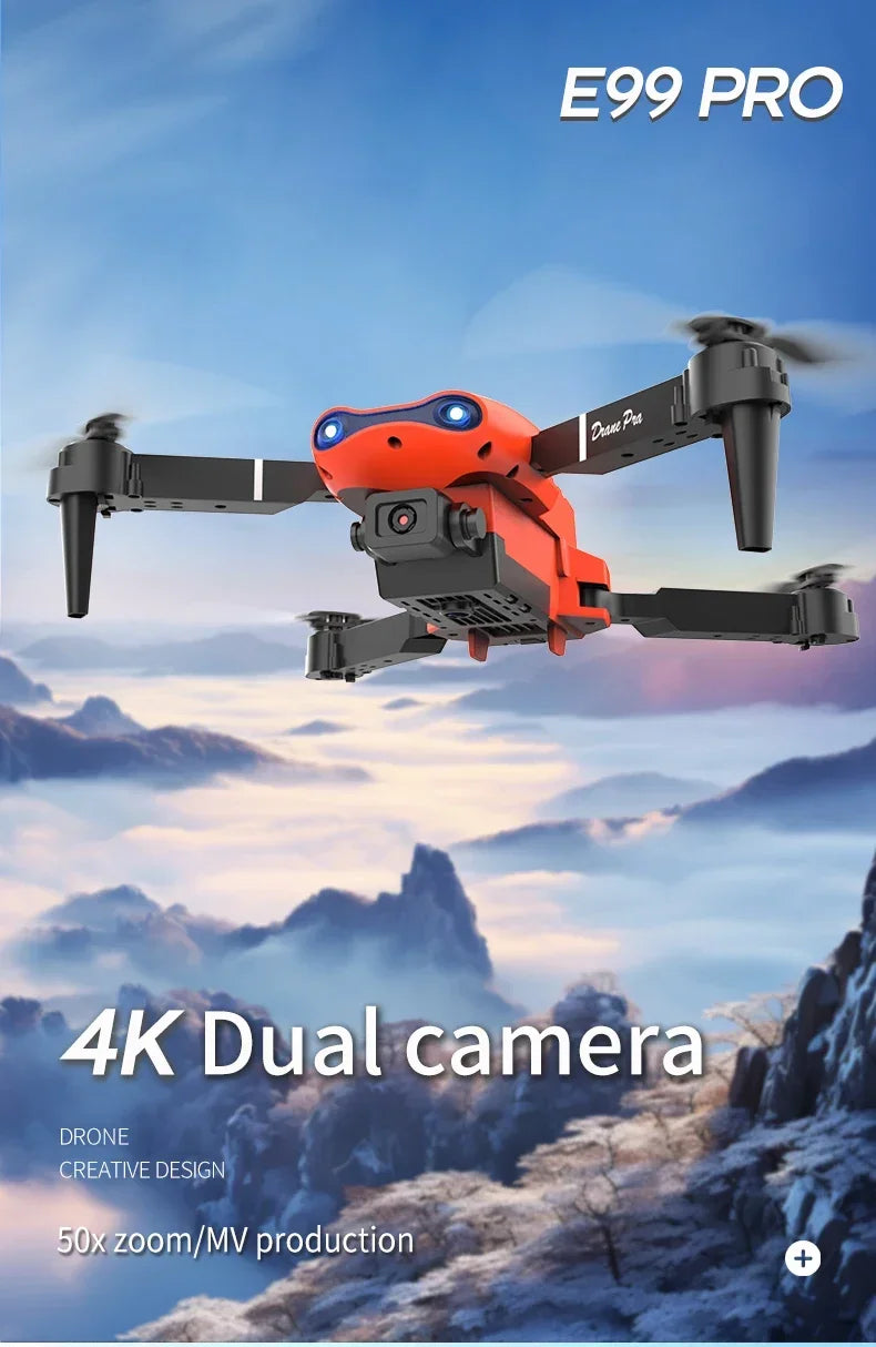 E99Pro Foldable Drone – 4K/1080P HD Camera, WiFi FPV, RC Helicopter Gift Toy