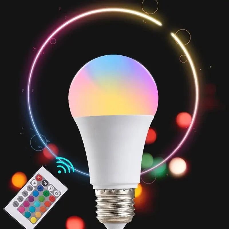 Multicolor LED Bulb with Remote – E27 Base, 220V, Dimmable