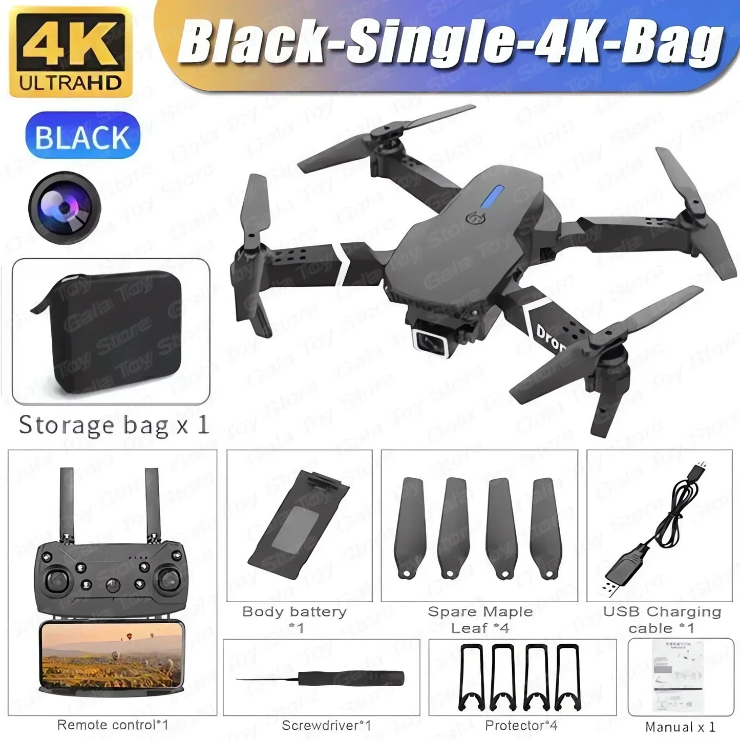 E88 Pro Foldable Drone – 4K/1080P HD Camera, WiFi FPV, RC Helicopter Toy Gift