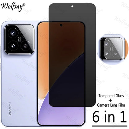 Privacy Screen Protector for Xiaomi 15 – Anti-Spy Tempered Glass + Camera Lens Film (6.36")