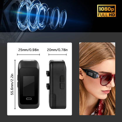 Wearable Glasses Camera 1080P – Mini Portable Video Recorder with Head-Mounted Design
