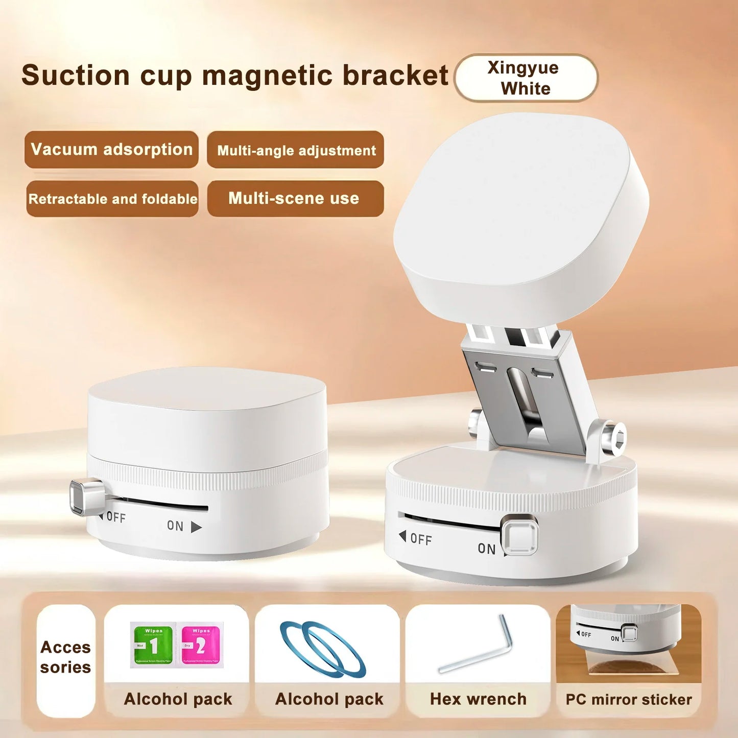 Vacuum Suction Magnetic Phone Holder – Adjustable & Foldable Design