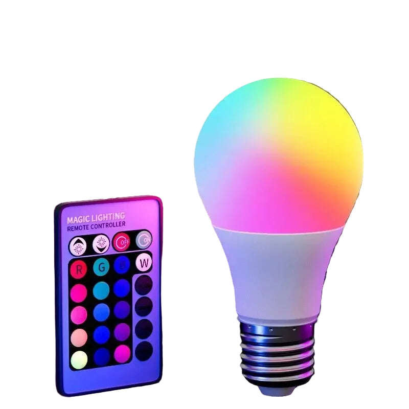 Multicolor LED Bulb with Remote – E27 Base, 220V, Dimmable
