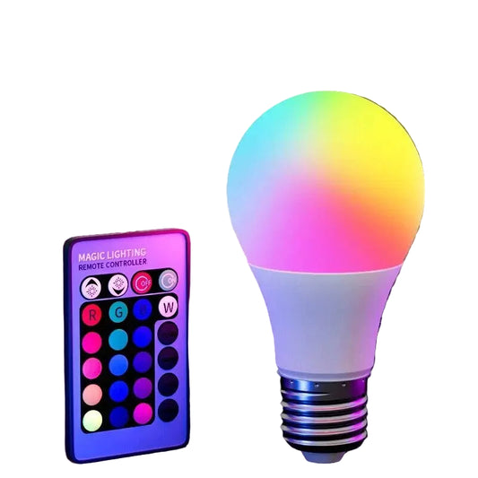 Multicolor LED Bulb with Remote – E27 Base, 220V, Dimmable