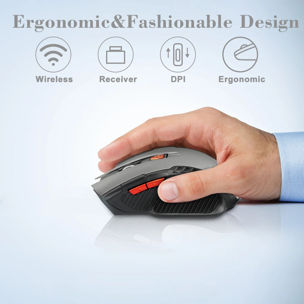 2.4G Wireless Gaming Mouse – 1600DPI, 6 Buttons, USB Receiver for PC & Laptop