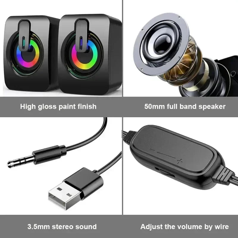 PC Speaker with Mic – Stereo Sound, 3.5mm AUX for Desktop & Notebook