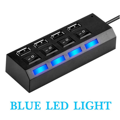 High-Speed USB 2.0 Hub 4/7 Ports – Splitter with LED & Power Switch for PC and Laptop