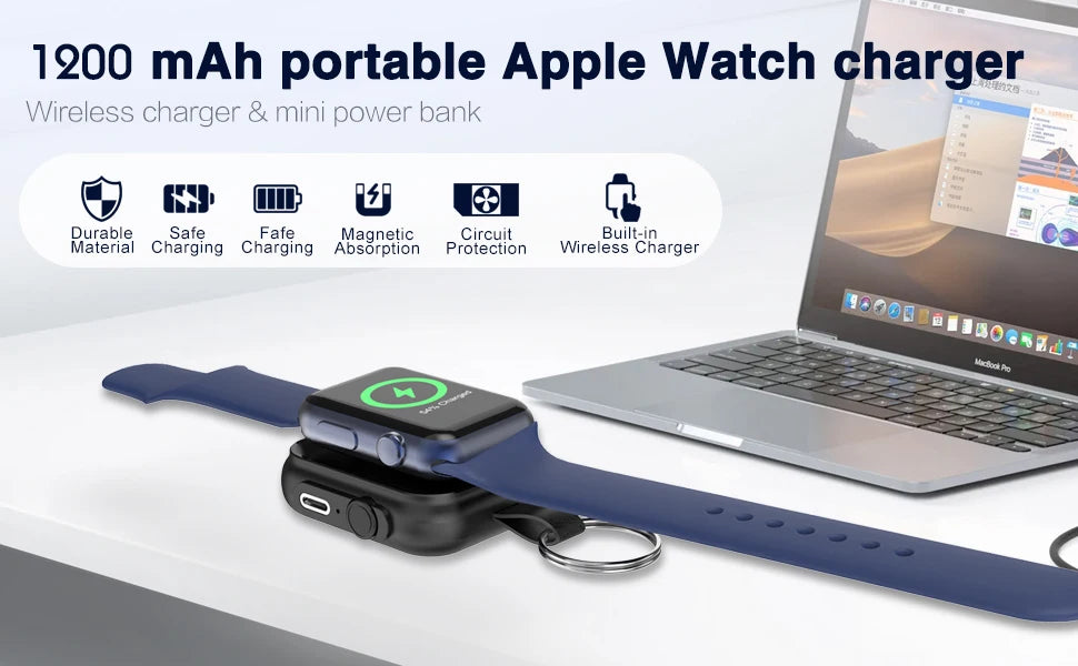 Fast Magnetic Wireless Charger for Apple Watch – Portable Power Bank
