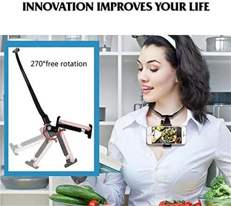 Suporte de Pescoço Mãos Livres – Base Universal para iPhone, Samsung e GoPro