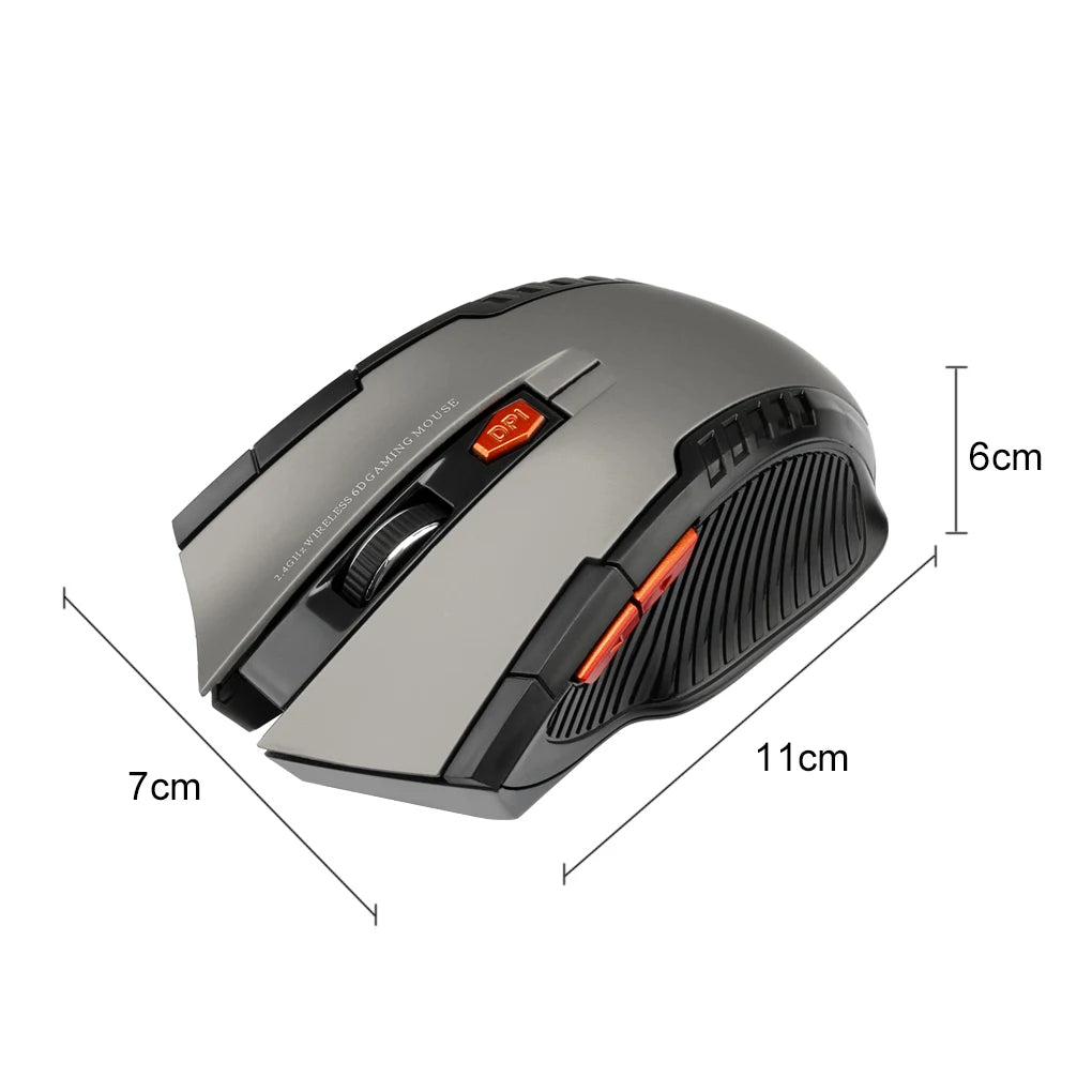 2.4G Wireless Gaming Mouse – 1600DPI, 6 Buttons, USB Receiver for PC & Laptop