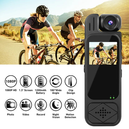 Mini Body Camera 1080P – HD Sports Cam with Infrared Night Vision & 1.3” Screen