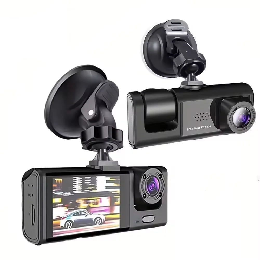 ash Cam with IR Night Vision, Loop Recording & 2" IPS Screen – 1080P Triple Camera Vehicle DVR